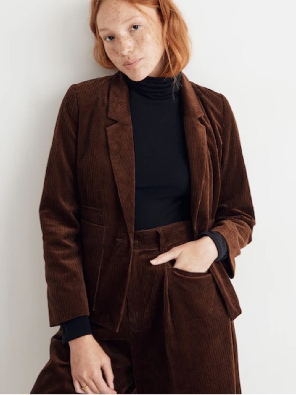 MADEWELL Corduroy Crop Dorset Blazer XXL Forage Brown Academia